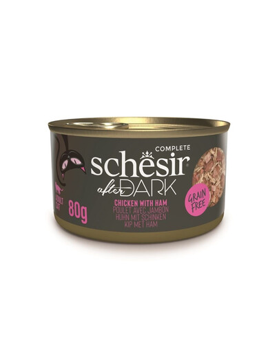 SCHESIR After Dark Poulet et jambon en bouillon, nourriture humide pour chats, 80 g