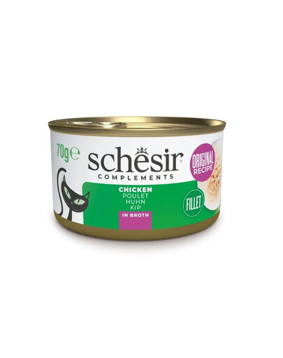 SCHESIR Poulet au riz en bouillon pour chats, 6 x 70 g