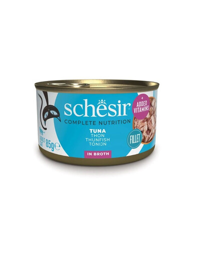 SCHESIR Thon au bouillon pour chats, 6 x 85 g