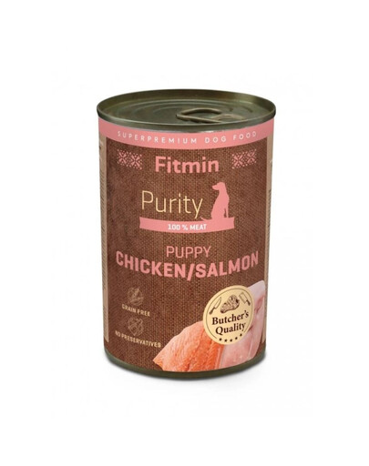 FITMIN Purity Puppy Chicken with Salmon poulet saumon nourriture humide pour chiots 400 g