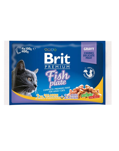 BRIT Lot de sachets Cat Adult Fish Plate 8 x 100 g