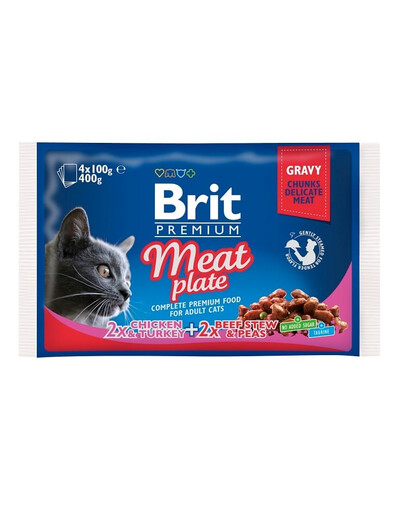 BRIT Assortiment de sachets « Mix de saveurs » Cat Adult Meat and Fish Plate 8 x 100 g