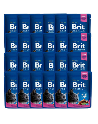 BRIT Premium Adult Mix aux saveurs de poulet et de dinde, sachets de morue pour chats 48 x 100 g