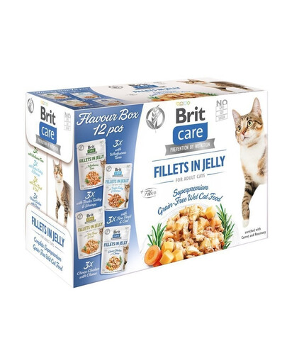 BRIT Care Fillets en gelée et en sauce pour chat, assortiment de saveurs, 24 x 85 g