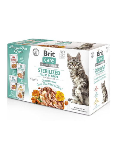 BRIT CARE Fillets en sauce, sachets individuels, pour chats stérilisés, 24 x 85 g