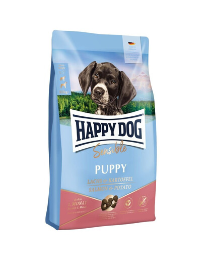 HAPPY DOG Sensible Puppy Saumon et pomme de terre – Croquettes pour chiots – 4 kg