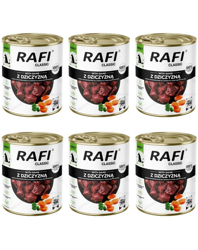 RAFI Classic, nourriture humide pour chien au gibier, 6 x 800 g