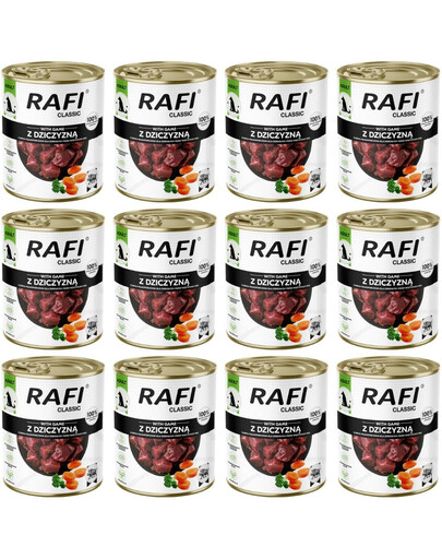RAFI Classic, nourriture humide pour chien au gibier, 12 x 800 g