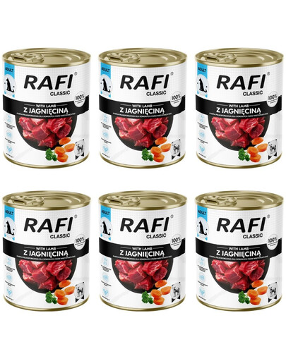 RAFI Classic à l'agneau, nourriture humide pour chiens, 6 x 800 g