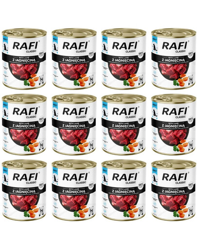 RAFI Classic à l'agneau, nourriture humide pour chiens, 12 x 800 g