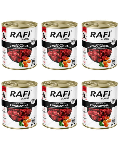RAFI Classic au bœuf, nourriture humide pour chiens, 6 x 800 g