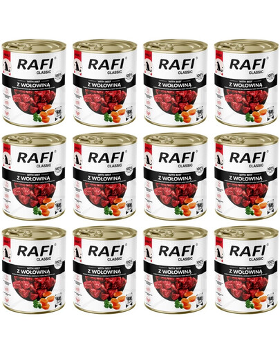 RAFI Classic au bœuf, nourriture humide pour chiens, 12 x 800 g