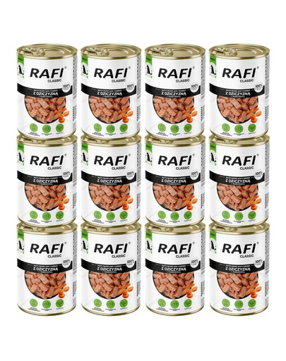 RAFI Classic : gibier et carottes en sauce, nourriture humide pour chiens de toutes races, 12 x 1240 g