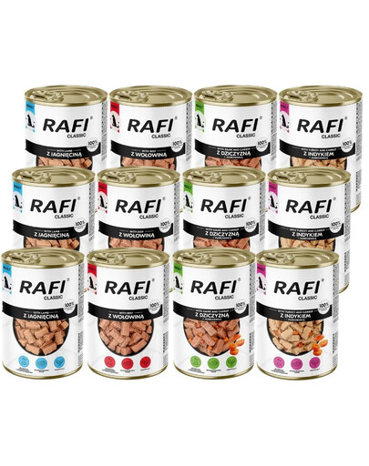 RAFI Classic Mix de saveurs, en sauce, nourriture humide pour chiens de toutes races, 12 x 1240 g