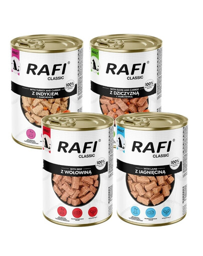 RAFI Classic Mix de saveurs en sauce, nourriture humide pour chiens de toutes races, 4 x 1240 g