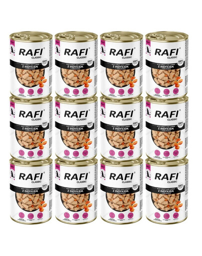RAFI Classic Dinde et carottes en sauce – nourriture humide pour chiens de toutes races, 12 x 1240 g