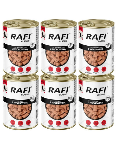 RAFI Classic Bœuf en sauce – nourriture humide pour chiens de toutes races, 6 x 1240 g