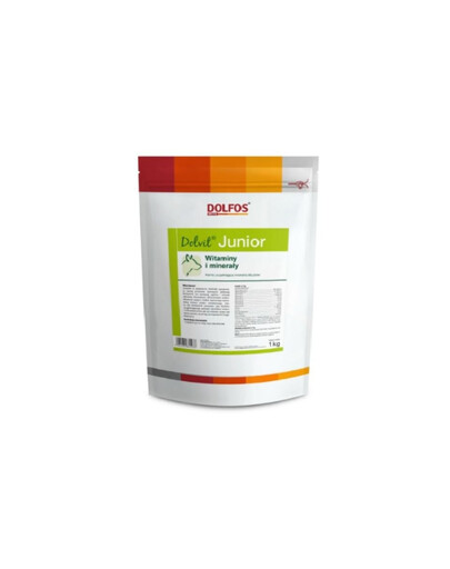 DOLFOS Dolvit Junior, complément alimentaire en poudre à base de minéraux et de vitamines pour chiots et jeunes chiens, 1 kg