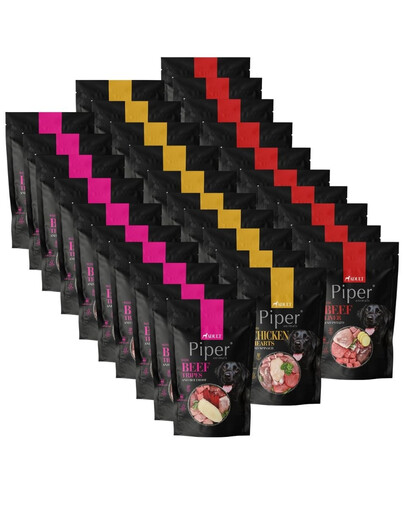 PIPER Animals Assortiment de saveurs au foie de bœuf, aux cœurs de poulet et aux estomacs de bœuf, nourriture humide pour chiens, 30 x 500 g