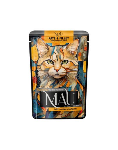 MAU Pâté et filet de dinde au beurre de cacahuète – nourriture humide pour chat 85 g