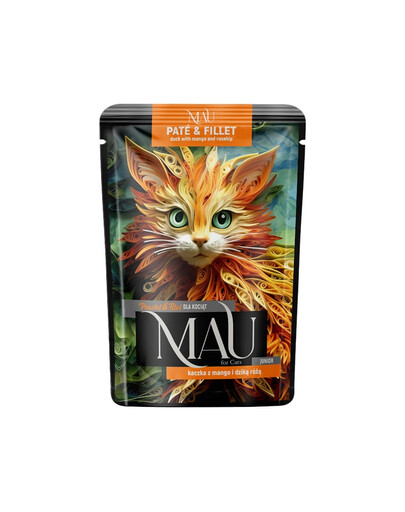 MAU Pâté et filet de canard à la mangue et à l'églantier – nourriture humide pour chatons, 85 g