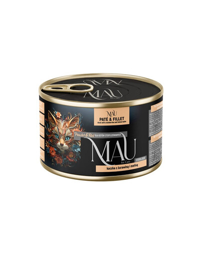 MAU Pâté et filet de canard aux airelles et à la mélisse pour chat stérilisé, 185 g