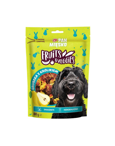 PAN MIĘSKO Fruits and Veggies Poire au lapin friandise pour chien 100 g