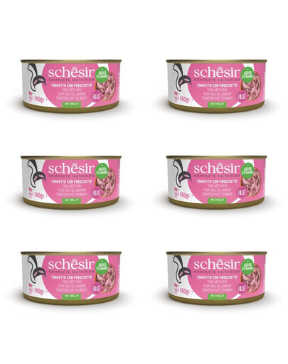 SCHESIR Thon et jambon – aliment complémentaire pour chats 6×140 g