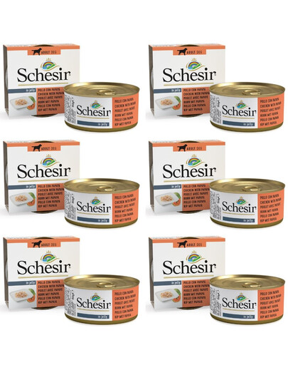 SCHESIR Fruit Poulet avec papaye pour chats 6×150 g