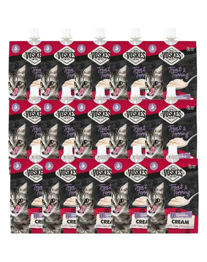 VOSKES Crème au thon et au maquereau pour chats, 15 x 90 g