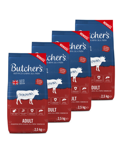 BUTCHER'S Original croquettes pour chien bœuf 4 × 2,5 kg