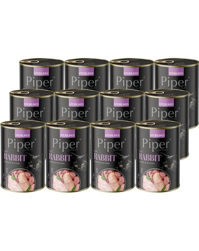 PIPER Animals Sterilised Rabbit avec du lapin, nourriture humide pour chats stérilisés 12x400g