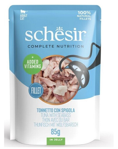 SCHESIR Jelly Adult Tuna&Sea Bass 85g thon avec bar en gelée