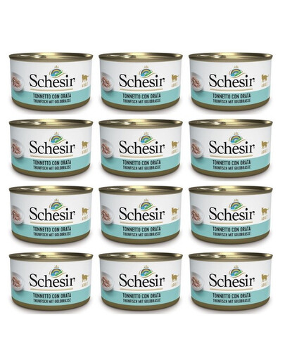 SCHESIR Spécialités marines Thon et daurade en gelée pour chats 12×85 g