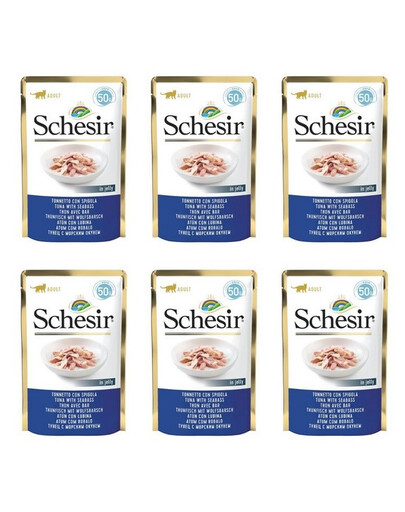 SCHESIR Aliment complémentaire pour chats au thon et au bar 50 g 6 x 50 g