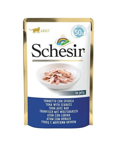 SCHESIR Aliment complémentaire pour chats au thon et au bar 50 g