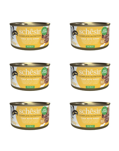 SCHESIR Thon avec surimi en gelée pour chats 6×85 g
