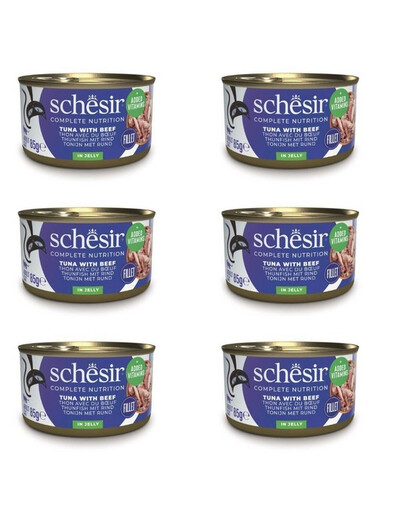 SCHESIR Thon et bœuf en gelée pour chats 6×85 g