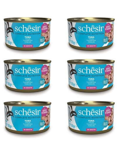 SCHESIR Thon au bouillon pour chats 6 x 85 g
