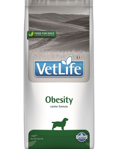 FARMINA Vet Life Obesity Dog 12 kg croquettes pour chiens en surpoids + 2 × FARMINA Vet Life Dental Treat Obesity Mini 60 g (7 pcs) GRATUIT