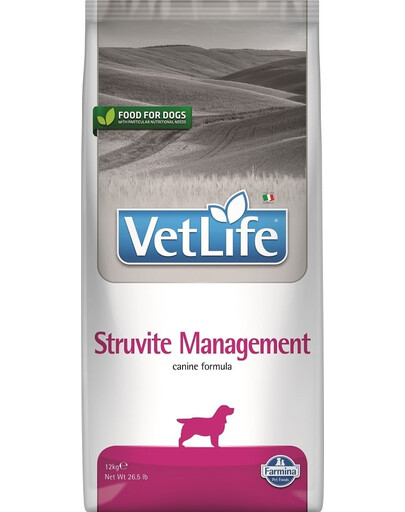 FARMINA Vet Life Struvite Management Dog 12 kg croquettes pour chiens ayant des troubles urinaires + 2 × FARMINA Vet Life Dental Treat Struvite Mini 60 g (7 pcs) GRATUIT