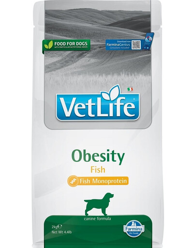 FARMINA Vet Life Obesity Fish Dog 2 kg croquettes pour chiens adultes en surpoids + FARMINA Vet Life Dental Treat Obesity Medium/Maxi 100 g (7 pcs) GRATUIT