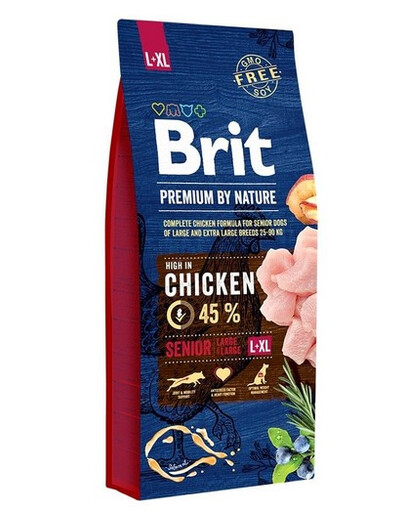 BRIT Premium By Nature Senior Large Extra Large L+XL - Poulet pour chiens âgés de grandes et très grandes races - 15 kg