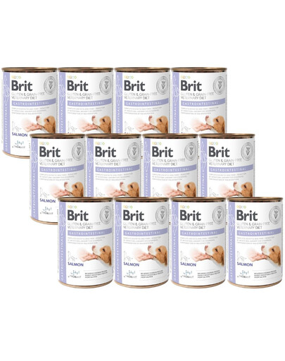 Brit Veterinary Diet Dog Salmon Gastrointestinal, Saumon - Soutien complet pour la digestion sensible 12x400 g