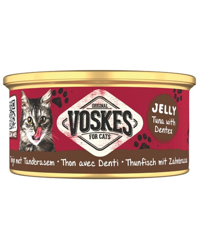 VOSKES Jelly Tuna with Dentex 12 x 85 g : 100 % thon et denté en gelée, aliment complémentaire pour chat