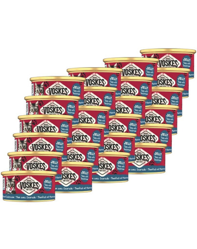 VOSKES Jelly Tuna with Seabream 85 g : 100 % de thon et de dorade en gelée, aliment complémentaire pour chat