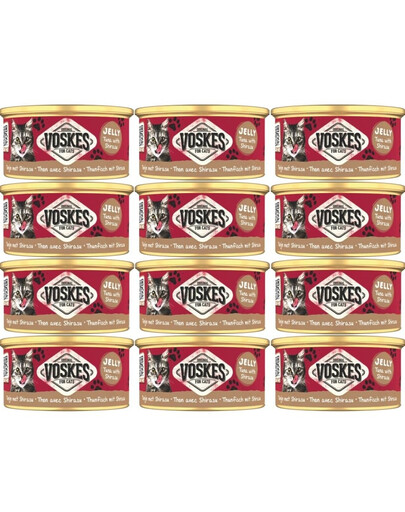 VOSKES Jelly Tuna with Shirasu 12x85 g 100% thon avec shirasu en gelée, aliment complémentaire pour chat