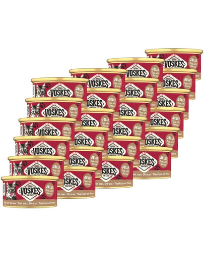 VOSKES Jelly Tuna with Shirasu 24x85 g 100% thon avec sardine en gelée, aliment complémentaire pour chat