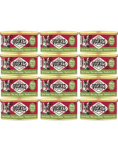VOSKES Jelly Tuna with Quinoa 12x85 g 100% thon avec quinoa en gelée, aliment complémentaire pour chat