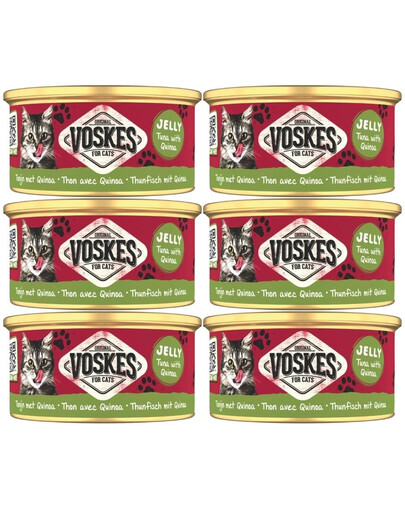 VOSKES Jelly Tuna with Quinoa 6x85 g 100% thon avec quinoa en gelée, aliment complémentaire pour chat